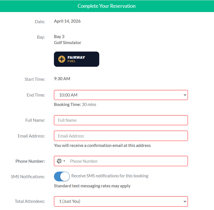 GolfBooking branded reservation flow screenshot